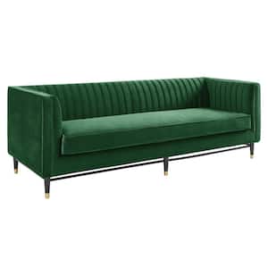 Devote 93.5 in. Emerald Tufted Performance Velvet 3-Seats Sofa with Dense Foam Padding