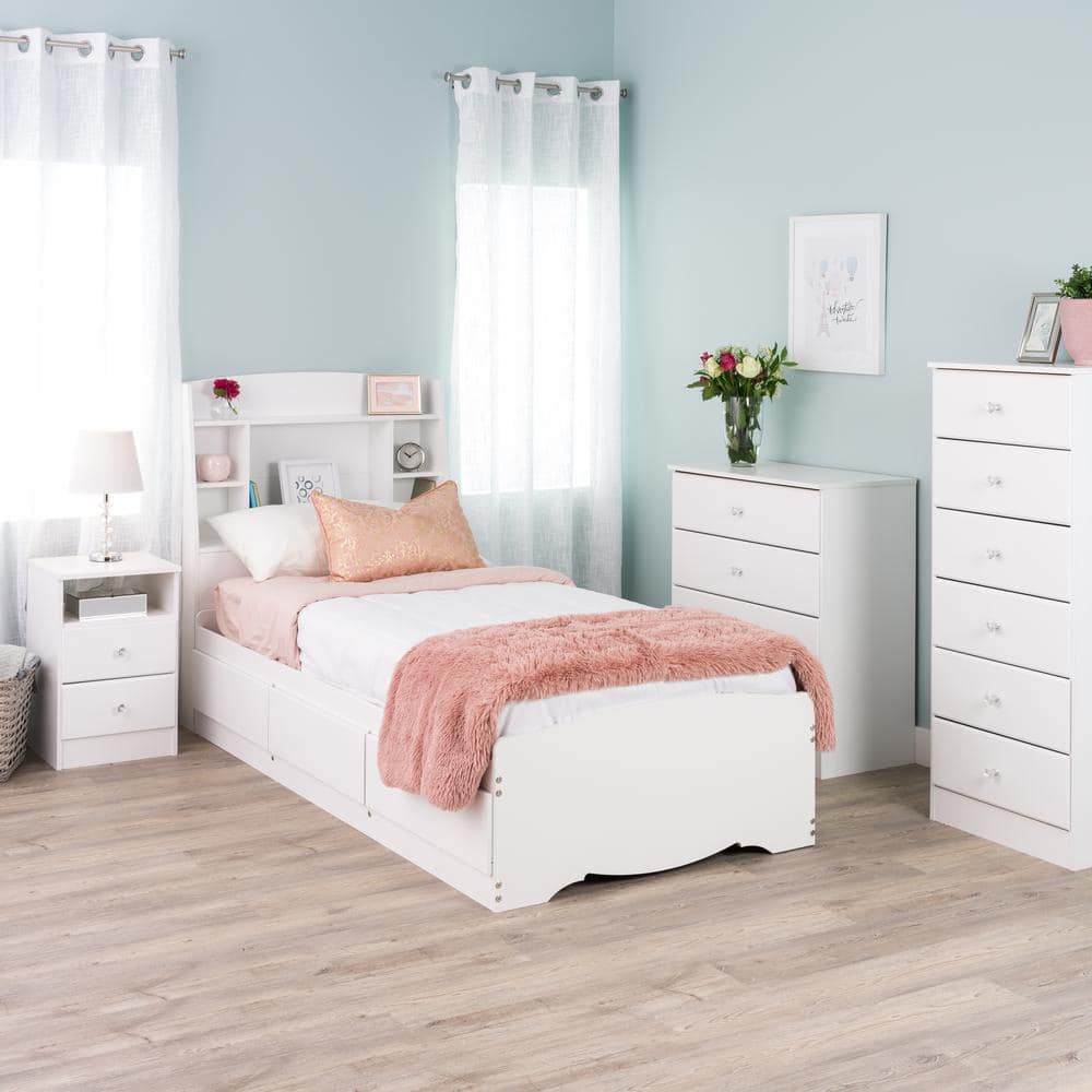Astrid Crystal White 2-Drawer Nightstand with Acrylic Knobs