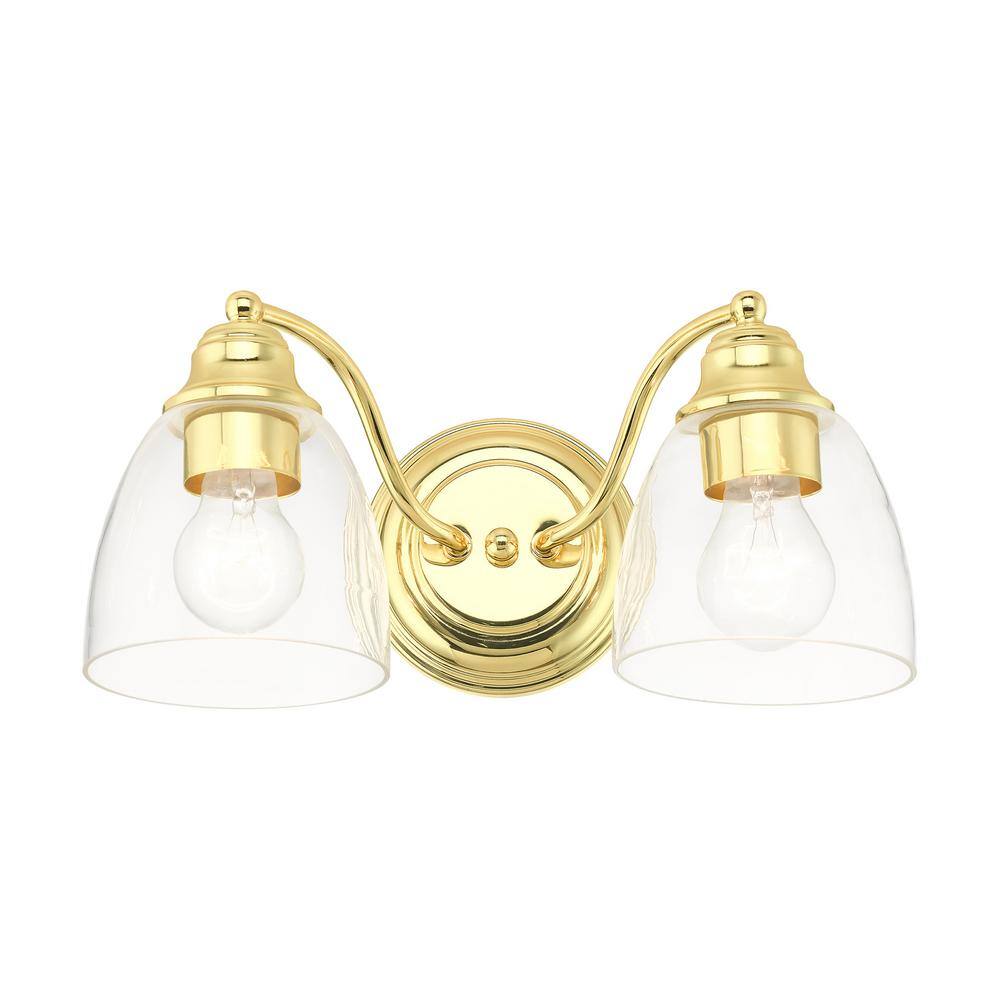 Montgomery Polished Brass 2-Light Vanity Sconce with Hand-Blown Glass