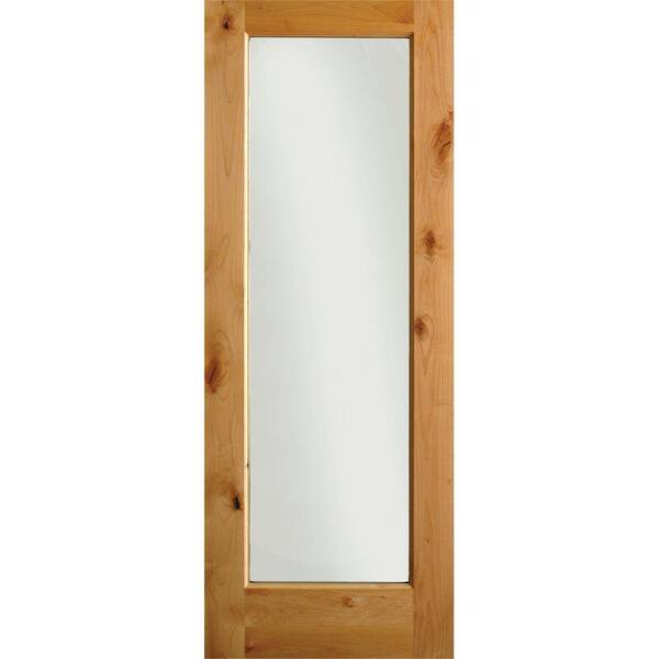 Krosswood Doors 30 in. x 80 in. Rustic Knotty Alder 1-Lite with Solid Core Left-Hand Wood Single Prehung Interior Door