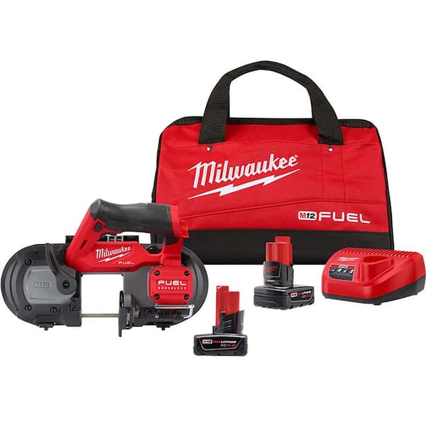 Milwaukee M12 FUEL 12-Volt Lithium-Ion Cordless Compact Band Saw XC Kit with (2) 4.0 Ah Battery, Charger and Bag