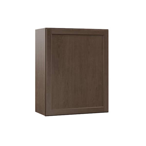 Hampton Bay Shaker 24 in. W x 12 in. D x 36 in. H Assembled Wall Kitchen Cabinet in Brindle