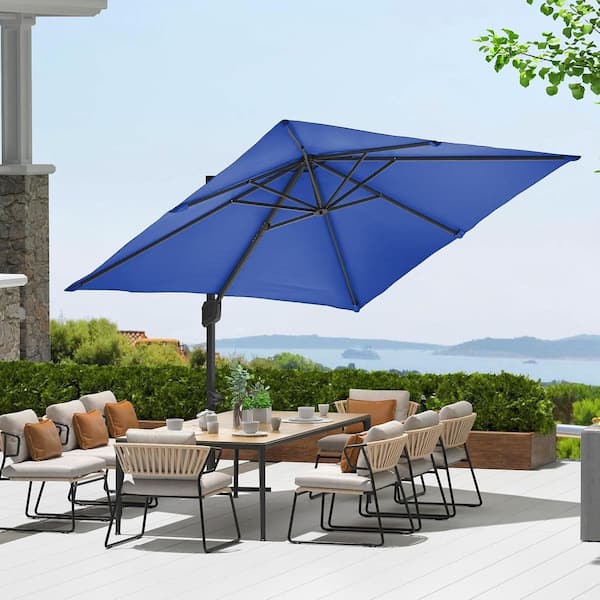10 ft rectangular patio umbrella off set 10 ft. Metal Cantilever Offset Patio Umbrella with Crank and Base in Navy  Blue HYTHDPPG_335THPHR