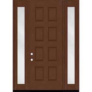 Regency 64 in. x 96 in. 8-Panel LHOS Chestnut Stain Mahogany Fiberglass Prehung Front Door w/Dbl 12in. Sidelites