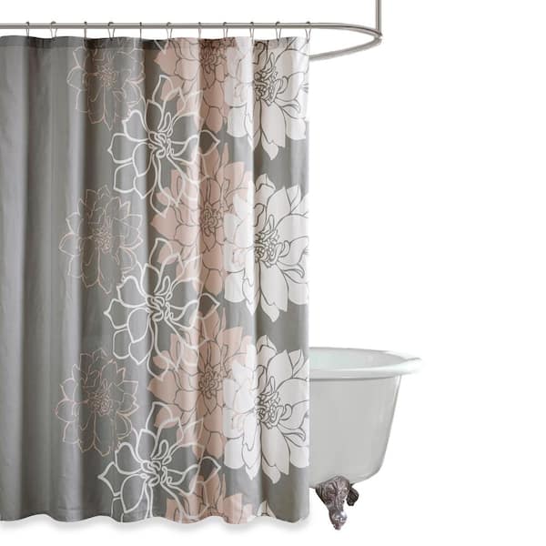 Brianna 72 in. Blush 100% Cotton Floral Printed Shower Curtain