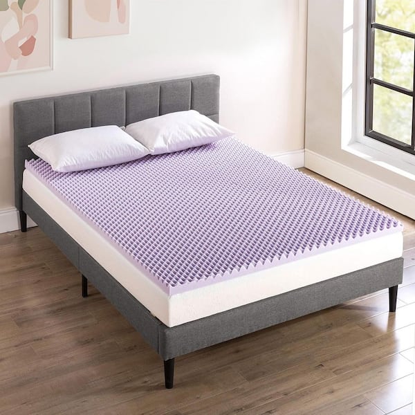 Bestier Queen Size Soft Egg Crate Lavender Memory Foam Topper 3 in. Mattress