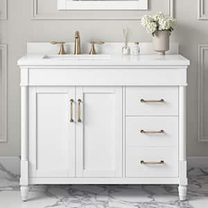 Salisbury 42 in. W x 22 in. D x 35 in. H Single Sink Bath Vanity in Pure White with White Engineered Marble Top
