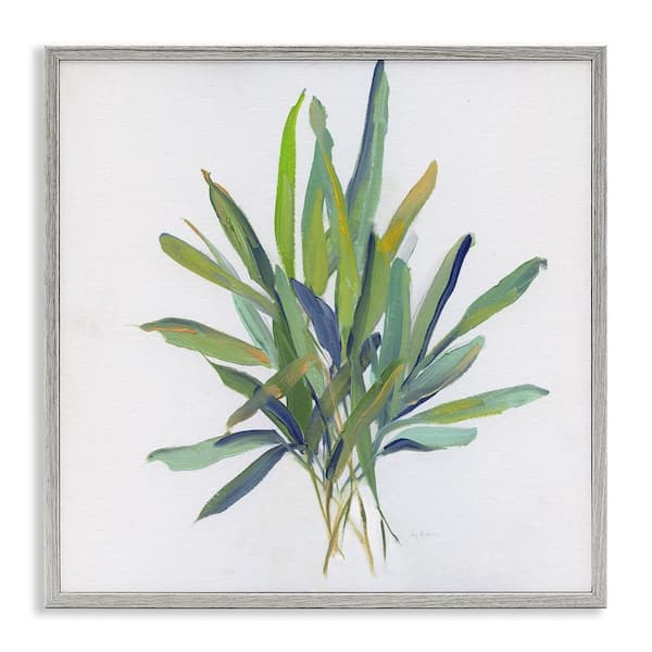 Stupell Industries Layered Leaf Sprigs by Sally Swatland Gray Framed Nature Giclee Art Print 17 in. x 17 in.