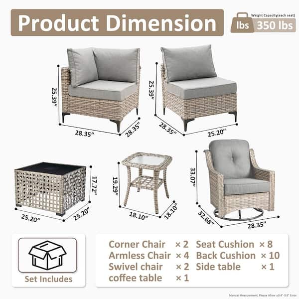 HOOOWOOO Howell 10-Piece Wicker Outdoor Patio Conversation HOOOWOOO Howell 10-Piece Wicker Outdoor Patio Conversation