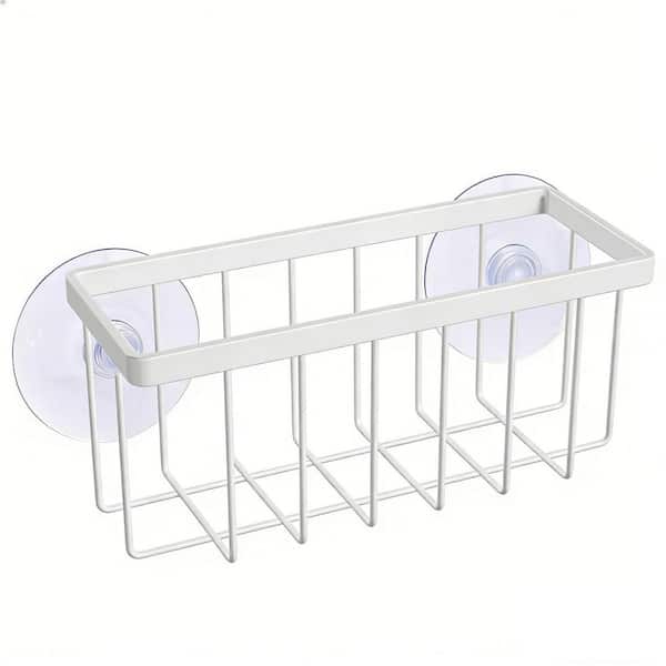 Stainless Steel Suction Kitchen Sink Sponge Holder in White, Sink Organizer, Easy to Install, Sturdy and Stable