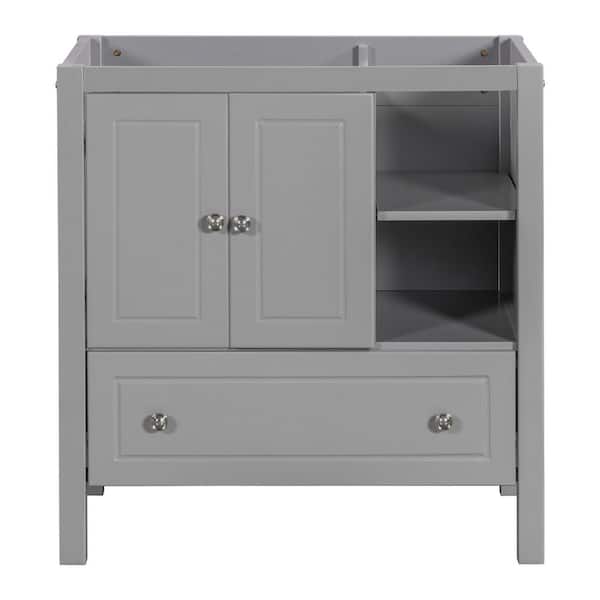Unbranded Hot Sale 30 in. Freestanding Rectangular Bath Vanity Cabinet without Top in Gray with Soild Wood Frame, Drawers and Door