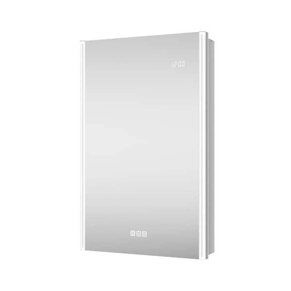 Terri 24 in. W x 32 in. H Rectangular Aluminum Recessed/Surface Wall Right Medicine Cabinet with Mirror Side and Light