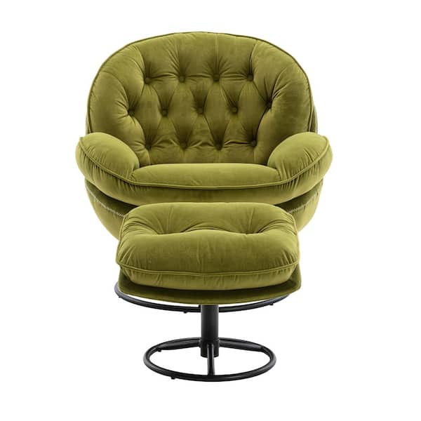 ATHMILE 31.73 in. W Armless Velvet Straight Sofa with Ottoman in Green