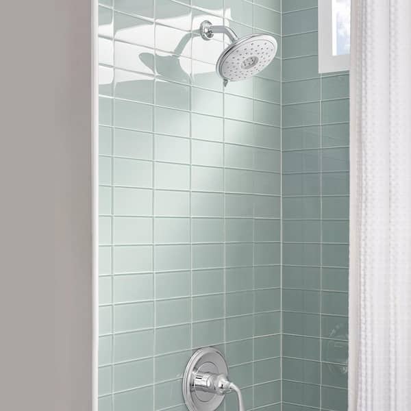 Spectra+ 4-Spray 7 in. Single Wall Mount Fixed Rain Shower Head in Polished Chrome