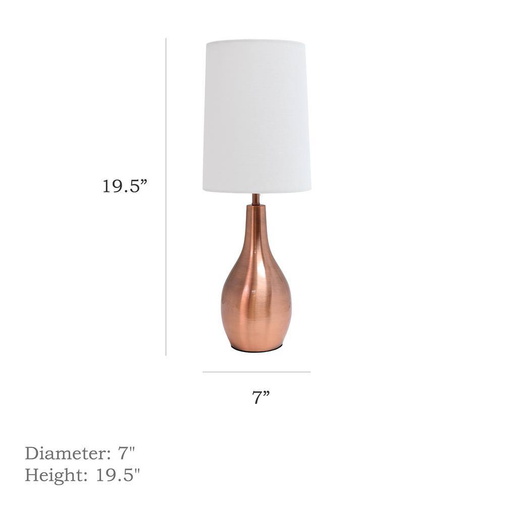 Rose Gold Teardrop Table Lamp with White Fabric Shade