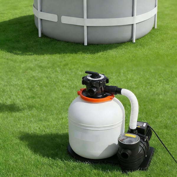 16 in. 0.75 HP Above Ground Pool Sand Filter Pump with 6-Way Valve, 4400 GPH