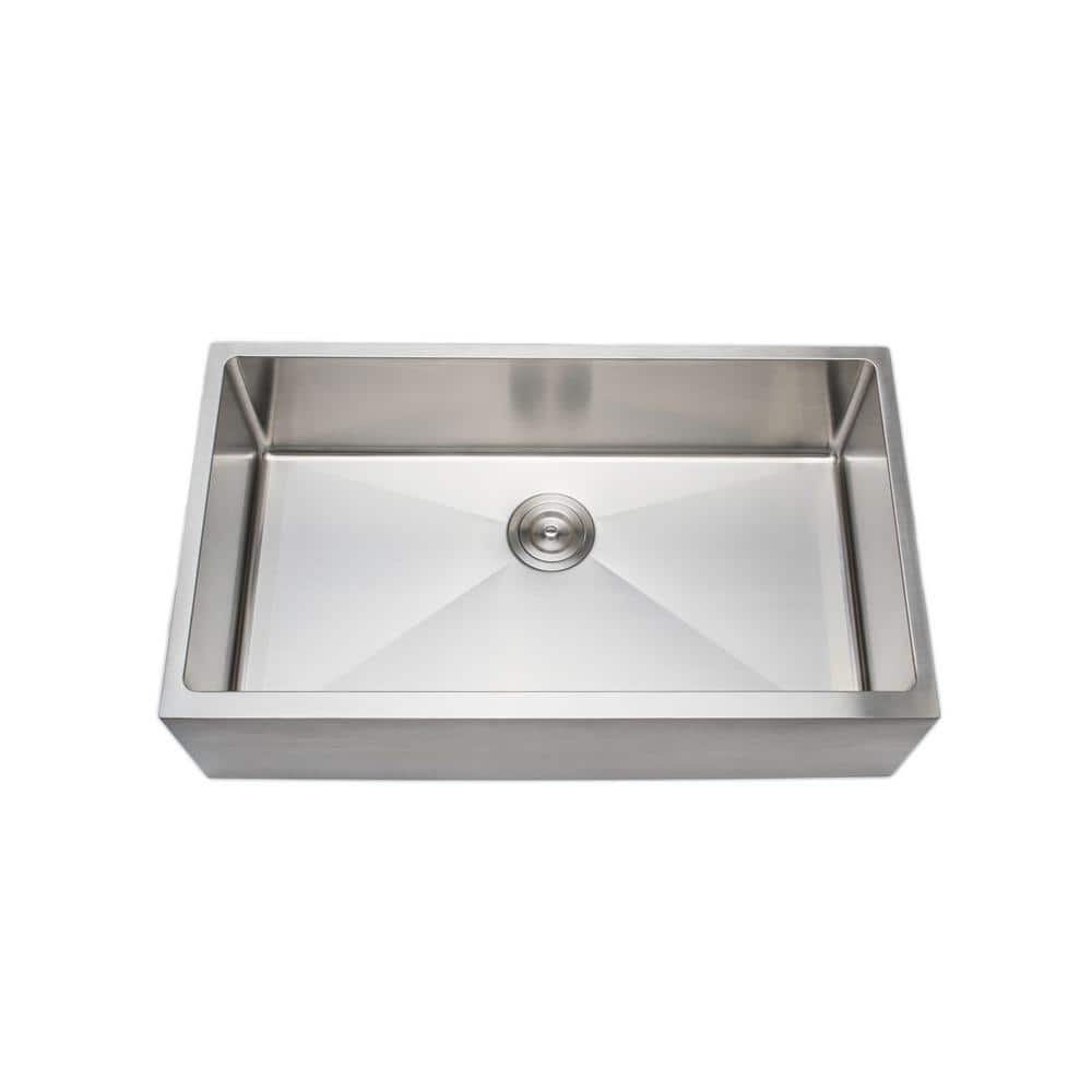 Wells The Chef's Series Farmhouse Apron Front 33 in. Stainless Steel Handmade Single Bowl Kitchen Sink, Silver -  Wells Sinkware, CSU3319-9-AP