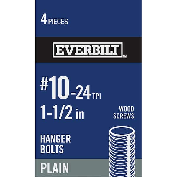 #10-24 in. x 1-1/2 in. Plain Steel Double Ended Hanger Bolts (4 Piece)