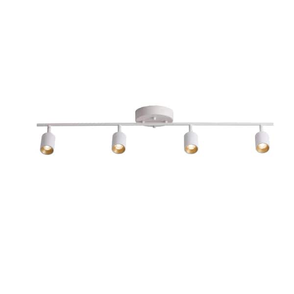 Shura 4-Light White Integrated LED Track Light with Rotatable Heads, 3 ft. Fixed Track Lighting Kit, 3000k, 2240 Lumens