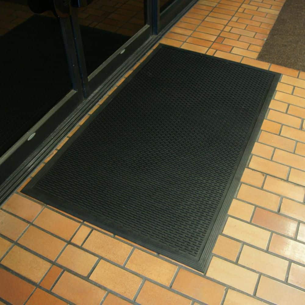 Black Rubber Outdoor Anti-Slip Entrance Door Mat 36" x 60"