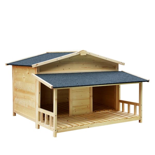 Miscool Any Durable Waterproof Dog Houses for Medium to Large Dogs, Wooden Puppy Shelter Large Doghouse with Porch for Winter