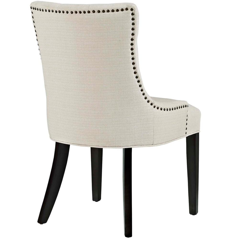 Elegant Beige Upholstered Parsons Side Chair with Nailhead Trim