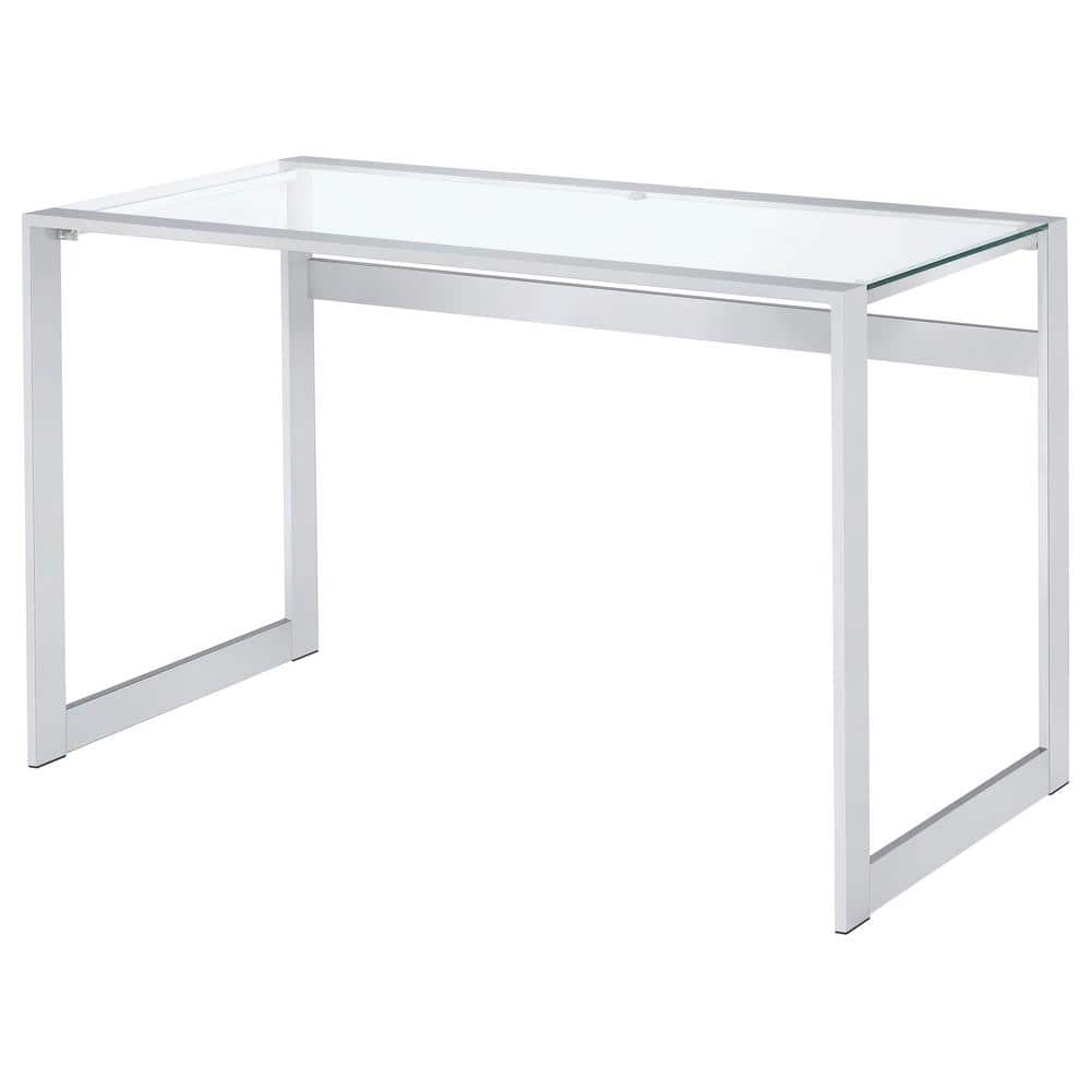 Hartford Contemporary 47'' Silver Glass Top Home Office Desk