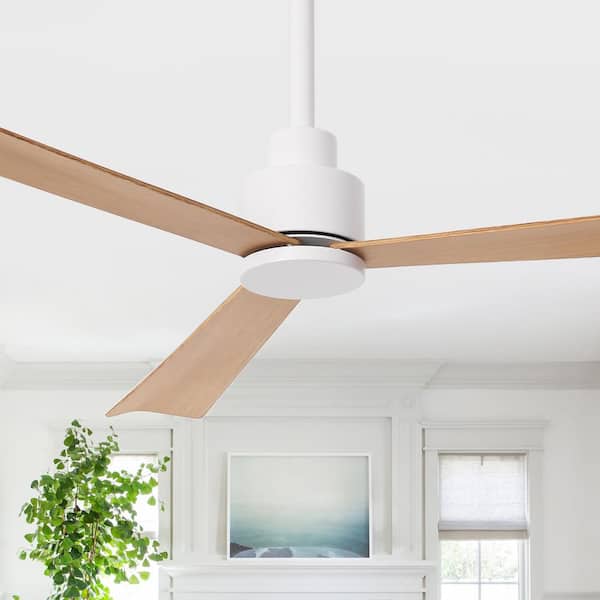 52 in. Indoor Modern Matt White Ceiling Fan with Remote Control and DC Reversible Motor
