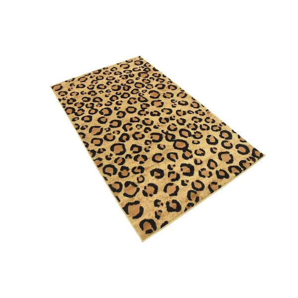 Wildlife Leopard Light Brown 5' 0 x 8' 0 Area Rug