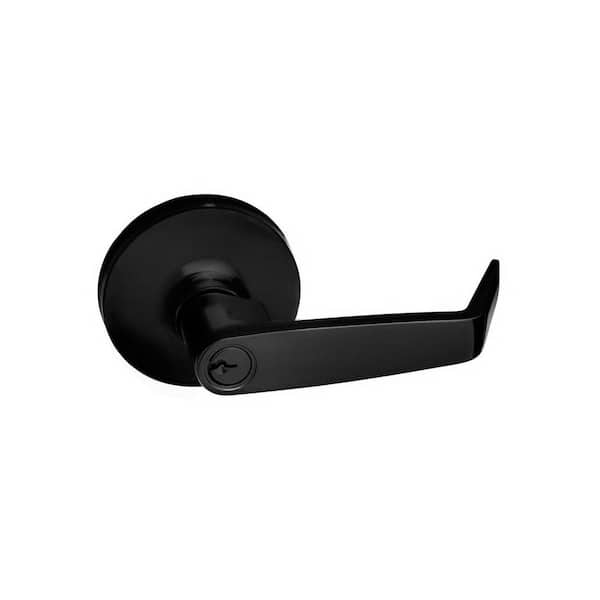 Black Storeroom Lever Trim with Lock for Panic Exit Device