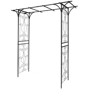 80.3 in. W x 20.47 in. D x 81.1 in. H Metal Garden Arch Outdoor Trellis for Climbing Plants Support Rose Arch, Black