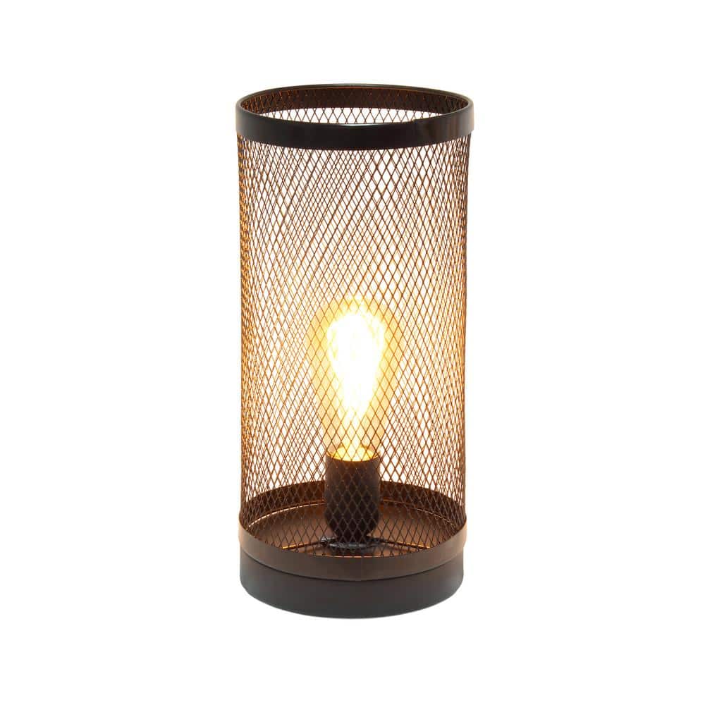 Simple Designs Mesh Cylindrical Steel Table Lamp Black