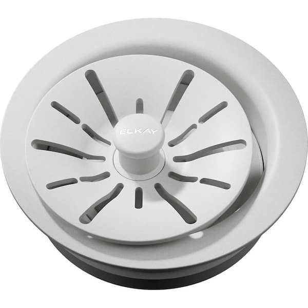 Elkay Polymer Disposer Fitting for 3-1/2 in. Sink Drain Opening in White for Quartz Perfect Drain
