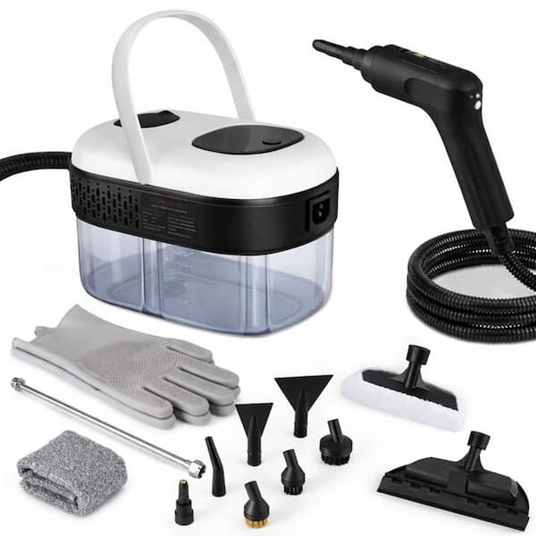 Portable Carpet Cleaners 2500-Watt Handheld Corded Steam Cleaner with 47 oz. Tank, 16-Piece Accessories for Tile, White