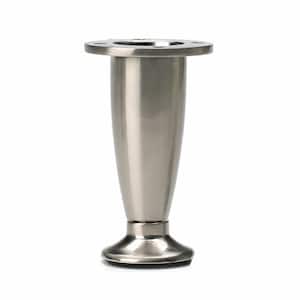 5 15/16 in. (150 mm) Nickel Metal Round Contemporary Furniture Leg with Leveling Glide