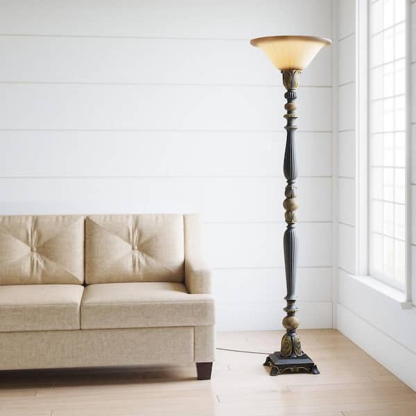 Hampton Bay 71.5 in. 1-Light Dark Oil Rubbed Bronze Torchiere Floor Lamp