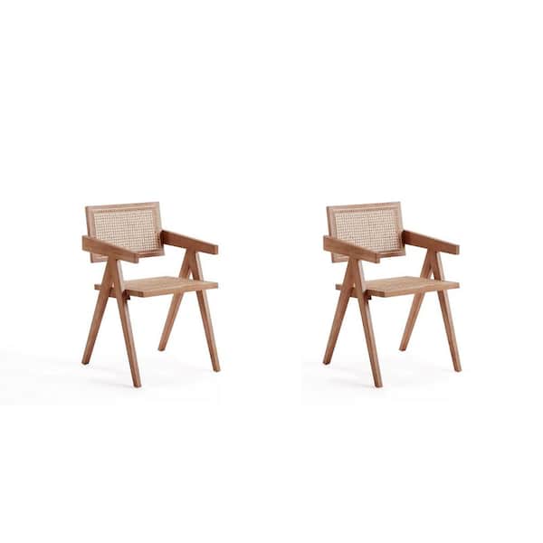 Manhattan Comfort Hamlet Nature Cane Dining Arm Chair (Set of 2)