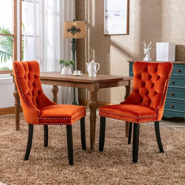 red orange dining chairs