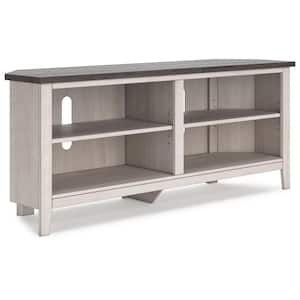 Dorrinson White/Gray TV Stand Entertainment Center Fits TV's up to 66 in. with Shelf