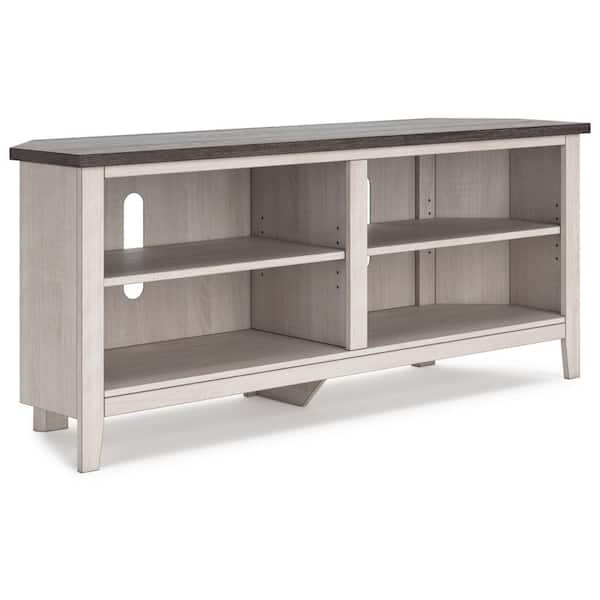 Signature DESIGN BY ASHLEY Dorrinson White/Gray TV Stand Entertainment Center Fits TV's up to 66 in. with Shelf