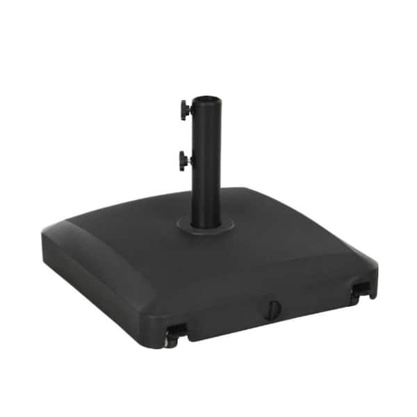9.9 lb. Metal Square Patio Umbrella Base in Black Umbrella Stand w/4 Wheels for Garden, Backyard, Lawn, Poolside