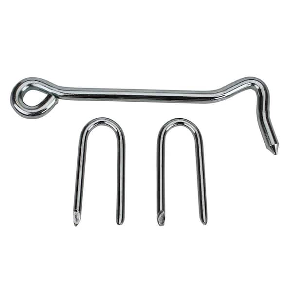 Everbilt 6 in. Zinc Plated Gate Hook with Staples
