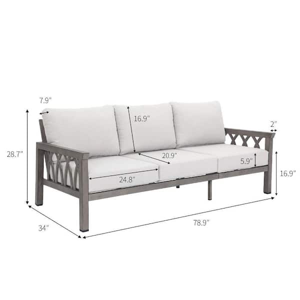 Layla様　② Gray Aluminum All-weather Outdoor Couch, Patio 3-person Sofa