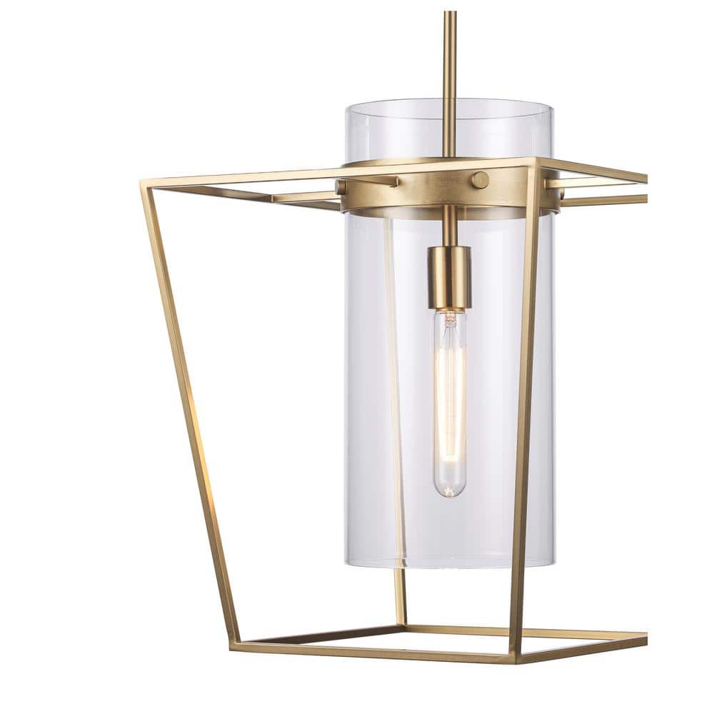 Antique Gold Mini Lantern Pendant with Clear Glass Cylinder