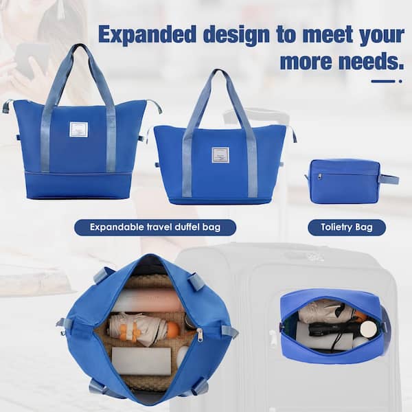 Merax 5-Piece Navy Blue Polyester Softside Spinner 25% Expandable