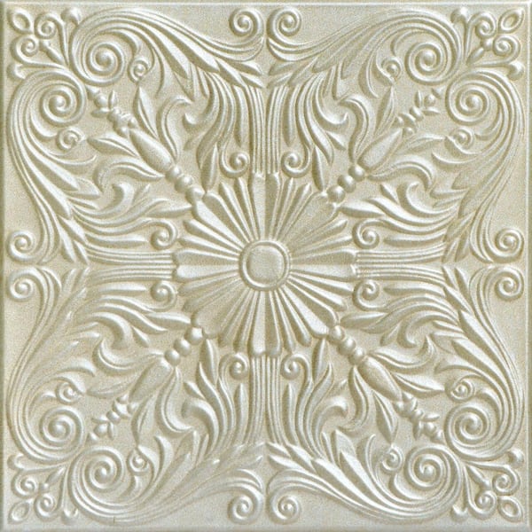 A La Maison Ceilings Spanish Silver Onyx Gold 1.6 ft. x 1.6 ft. Decorative Foam Glue Up Ceiling Tile (21.6 sq. ft./case)