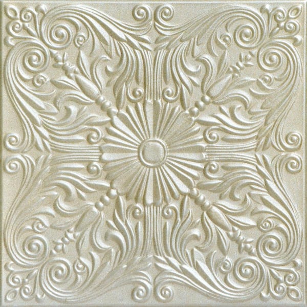 A La Maison Ceilings Spanish Silver Onyx Gold 1.6 ft. x 1.6 ft. Decorative Foam Glue Up Ceiling Tile (259.2 sq. ft. /case)