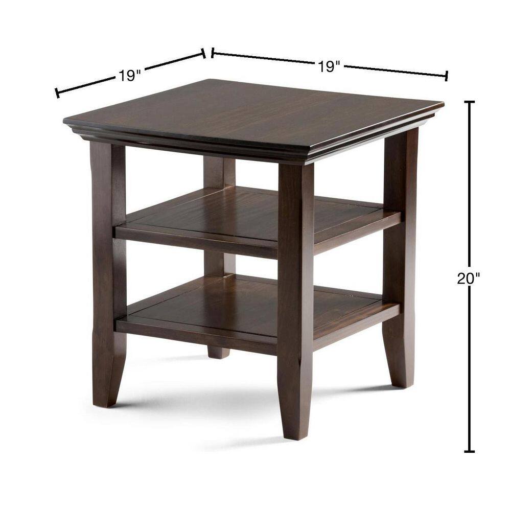 Acadian Brunette Brown Solid Wood Transitional End Table