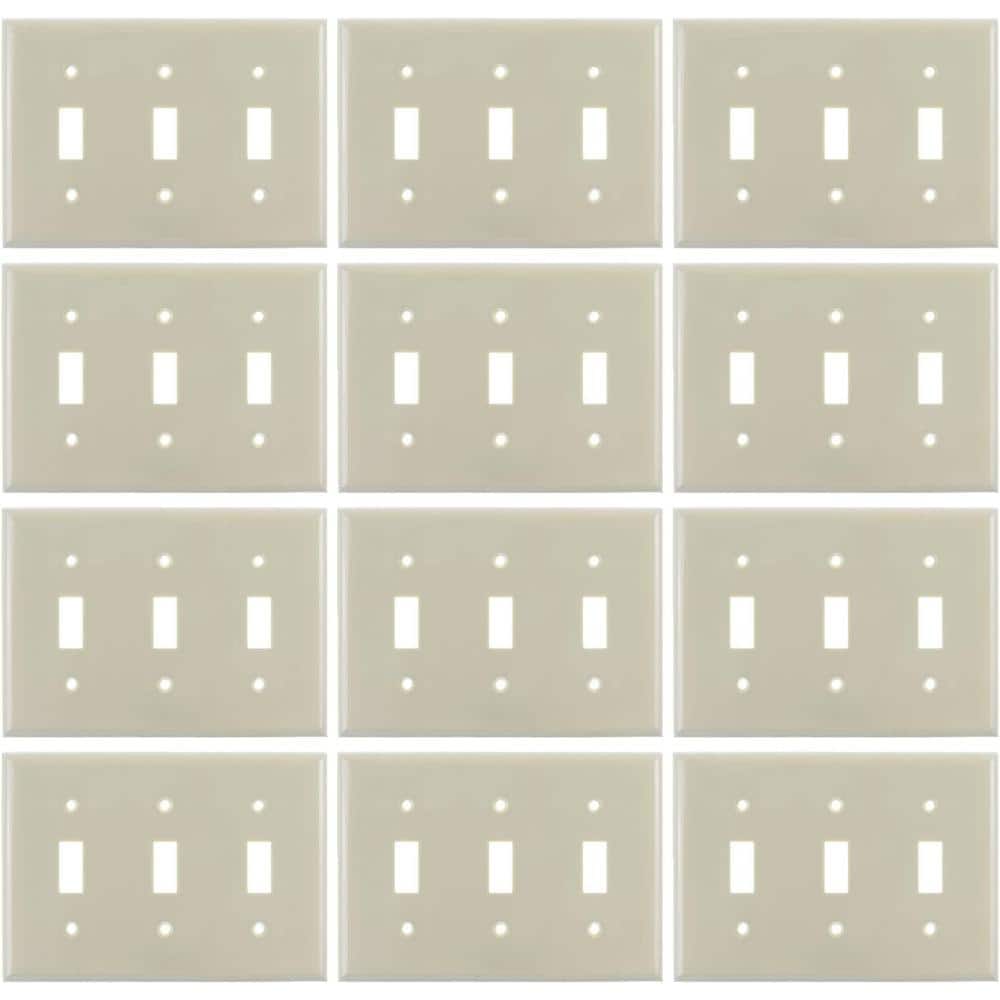 Ivory 3-Gang Traditional Plastic Toggle Switch Plate