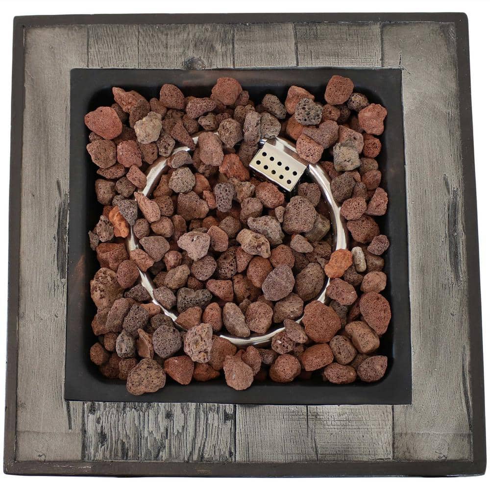 Gray Weathered Wood Look Propane Gas Fire Pit Table